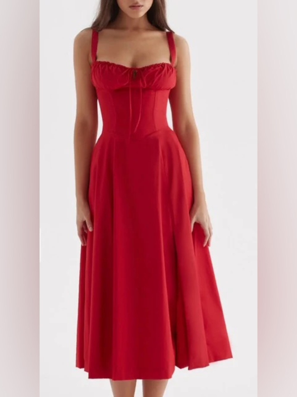 Red Strapless Corset-Style Evening Dress